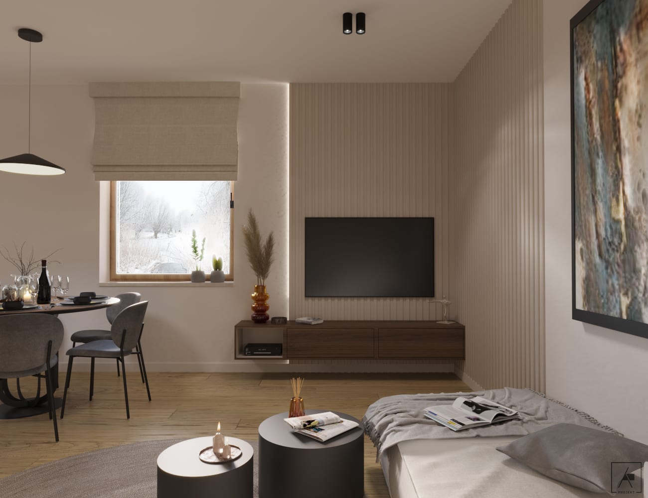 ściana telewizor okno