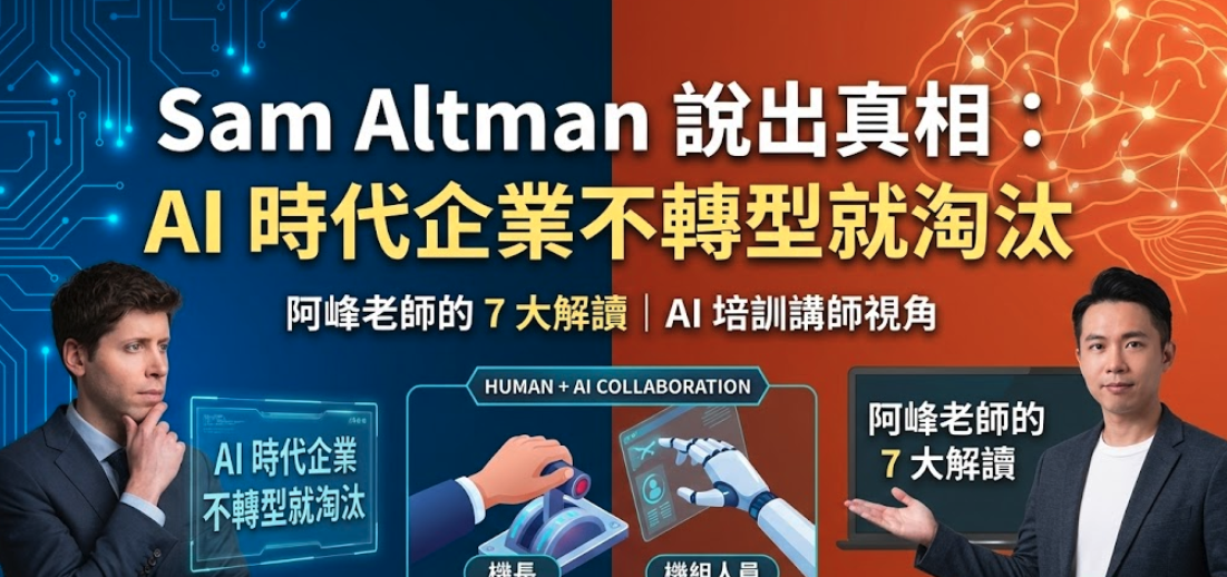Sam Altman 說出真相：AI 時代企業不轉型就淘汰——阿峰老師的 7 大解讀
