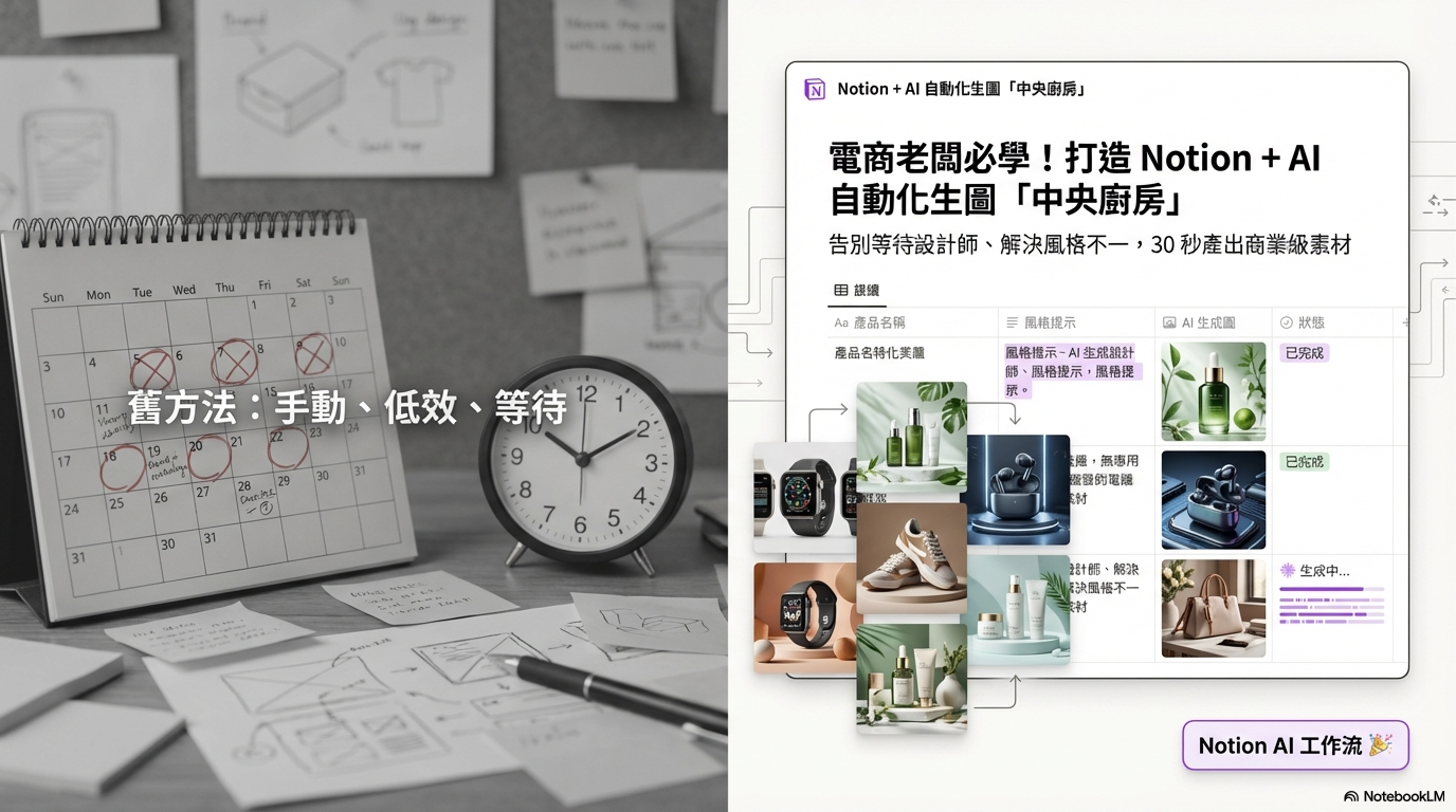 (直播複習)電商老闆必學！用 Notion + AI 批量生圖，30 秒產出商業級素材