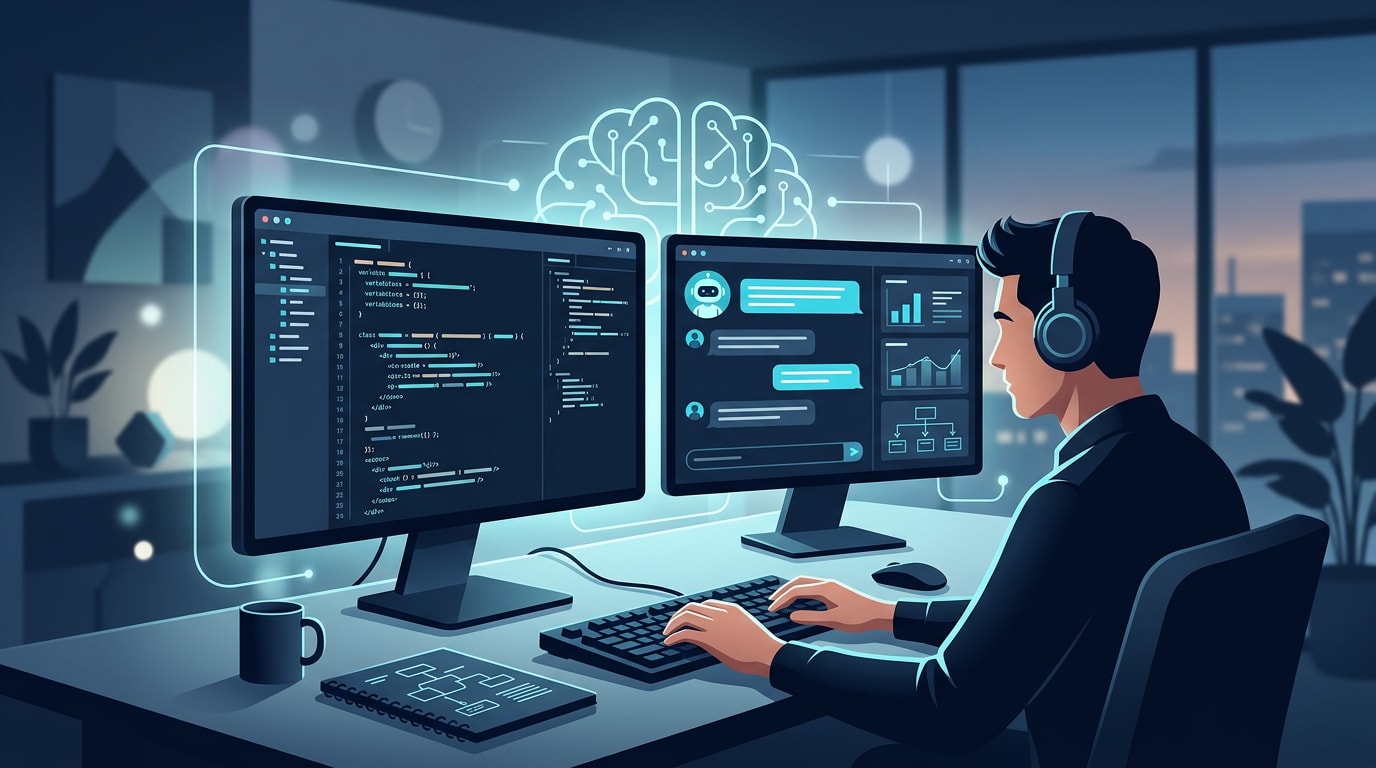 A professional developer working on code and documentation.