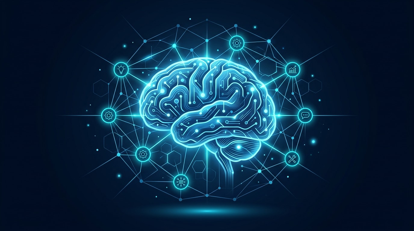 A digital brain concept with neural network connections.