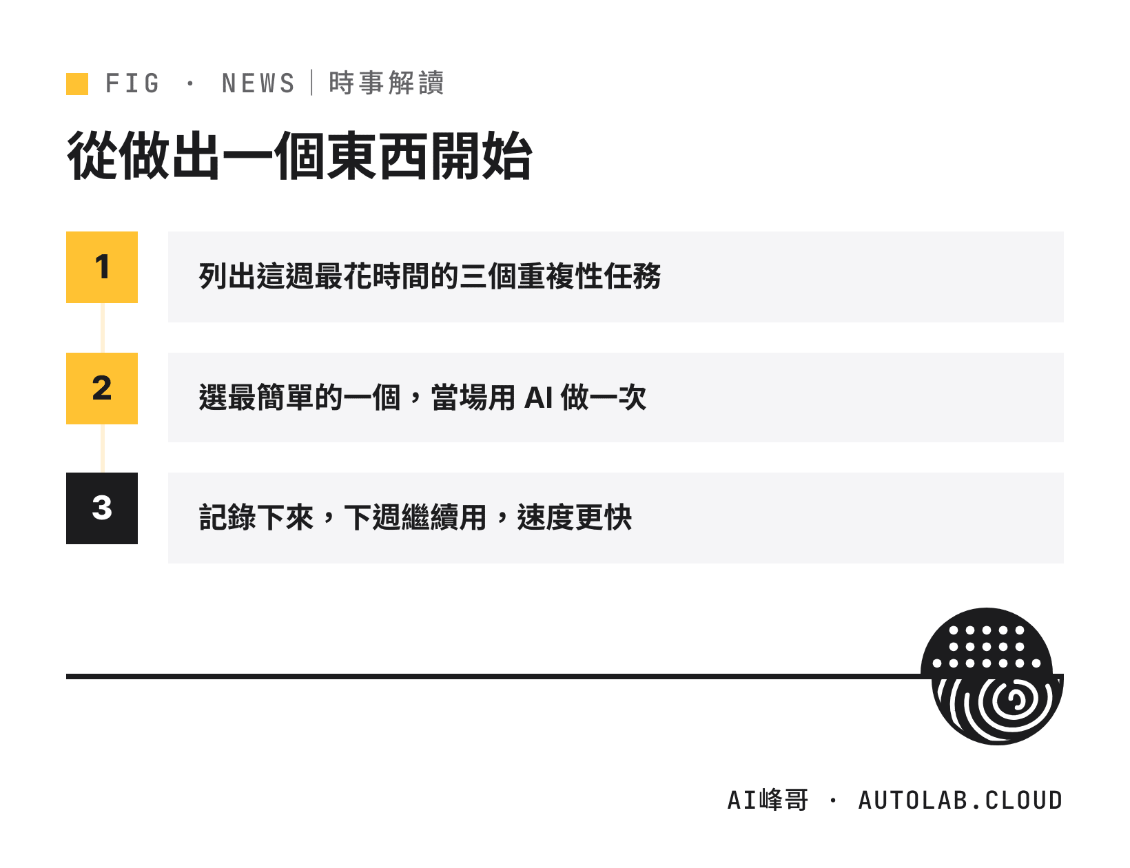 開始用 AI 工作的三個步驟：列任務、當場做一次、記錄並持續用