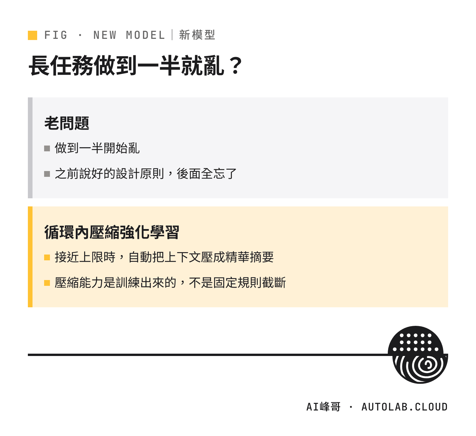 AI 長任務的上下文問題，與循環內壓縮強化學習的解法