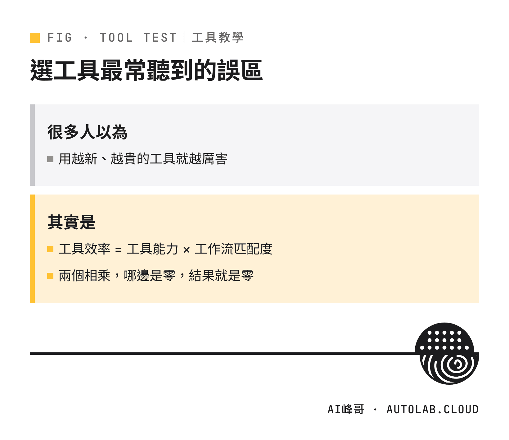 選 AI 編程工具的誤區：工具效率等於工具能力乘以工作流匹配度