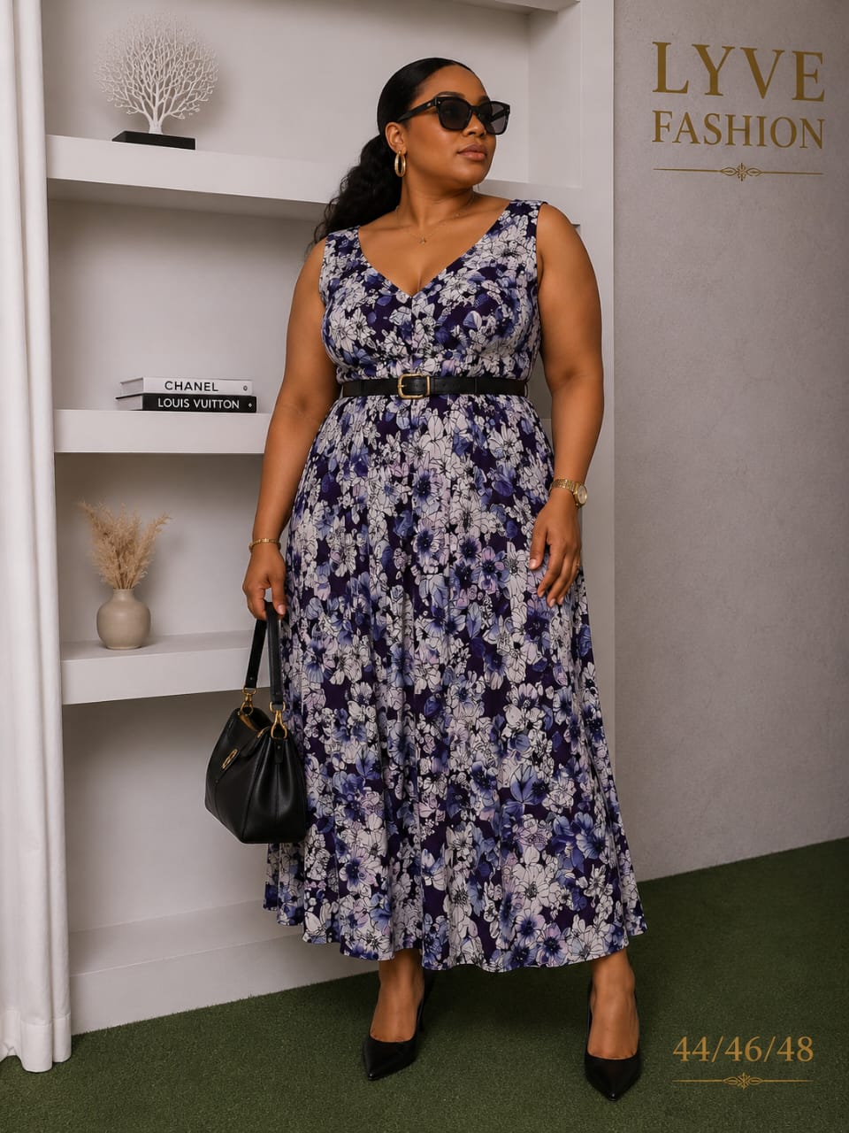 Robe longue plissée fleurie