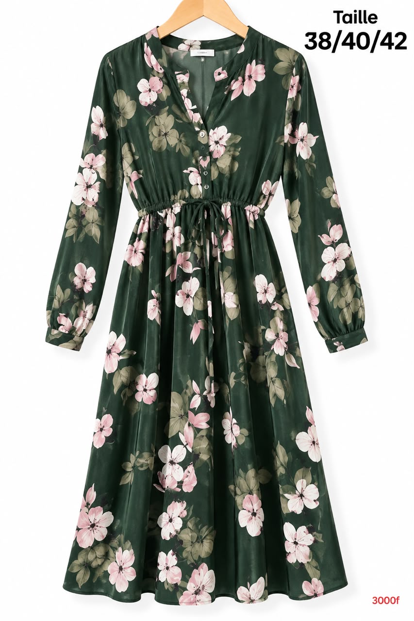 Robe chemise longue fleurie