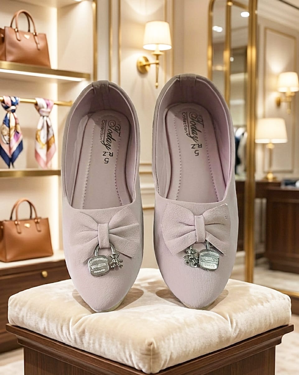 Women’s Pink Softie Bellies Slip-On Loafers with Bow Design Comfortable Flat Shoes for Casual Office & Party Wear