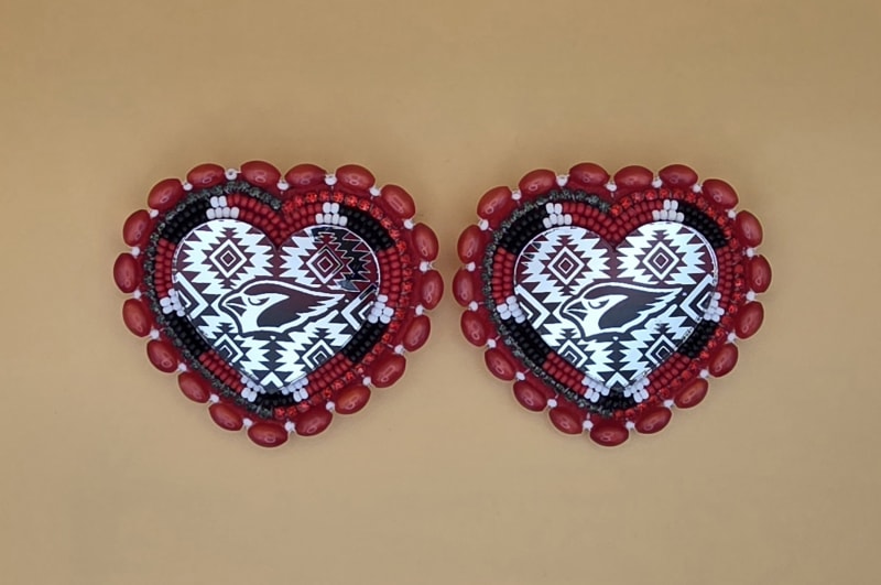 Arizona Cardinals Heart Beaded Earrings — Red Earth Edition
