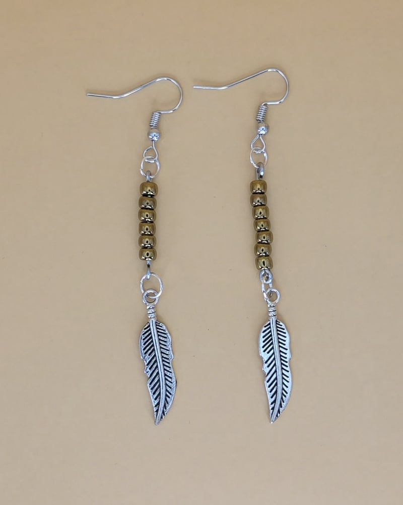 Feather Drop Earrings — Late Autumn Bronze