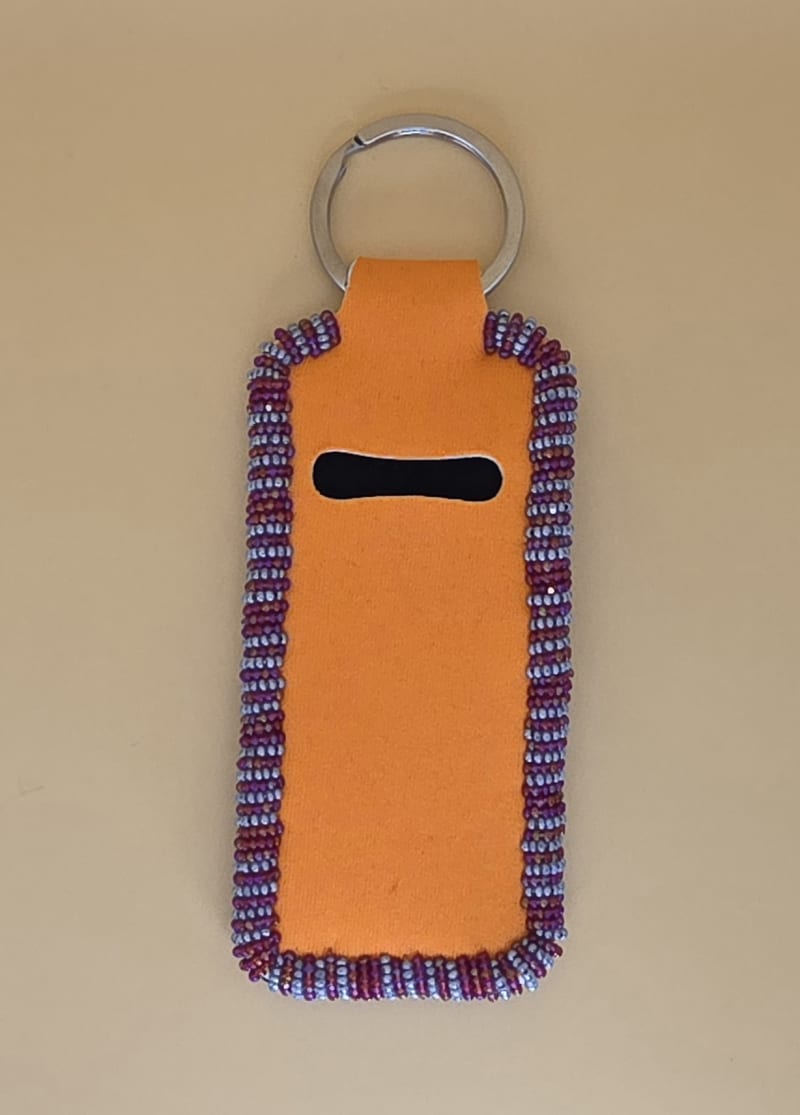 Beaded Lighter Holder Keychain — Sunset & Gray