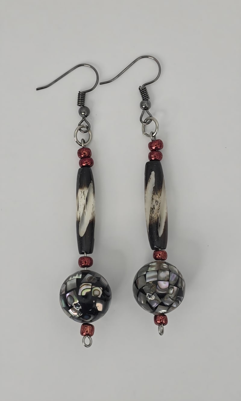 Dangle Earrings — Abalone Midnight