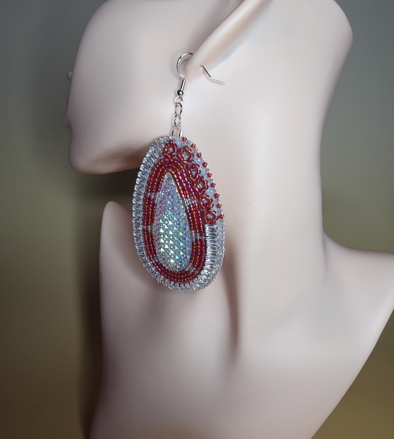 Beaded Teardrop Earrings — Frozen Creek in January