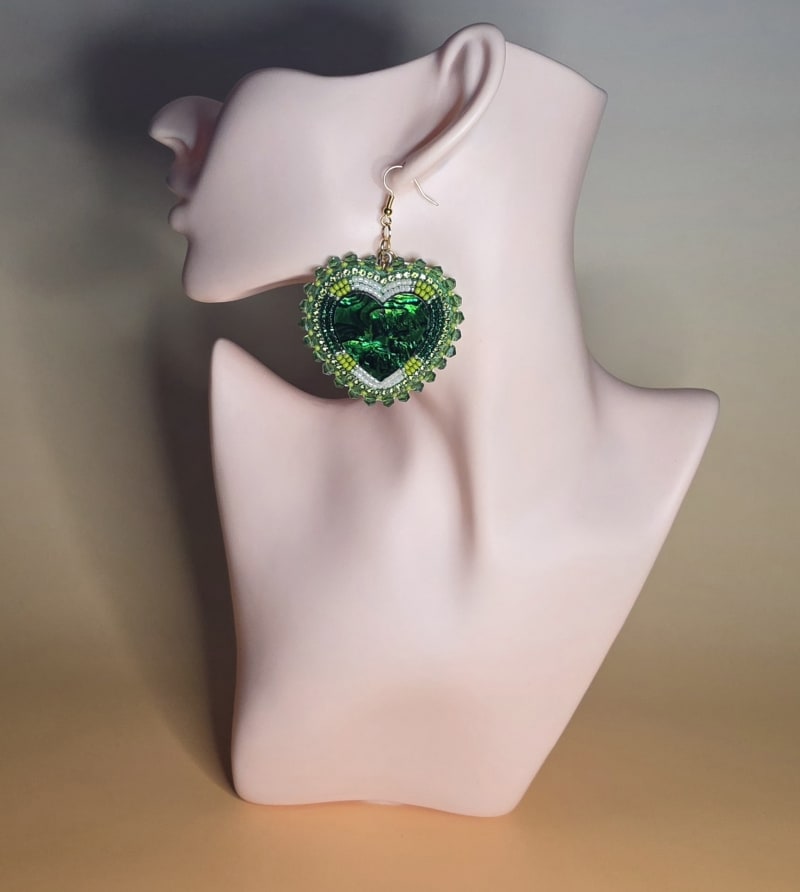 Heart Earrings — Deep Forest Green