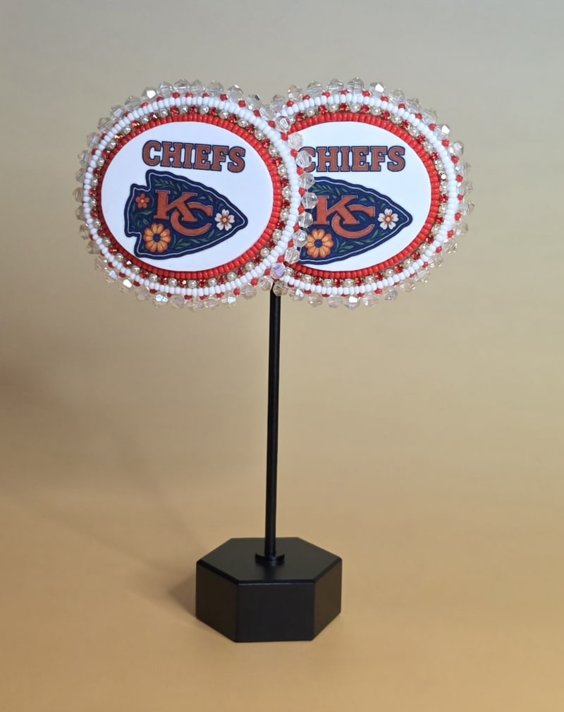 Kansas City Chiefs Beadwork Earrings — Floral Arrowhead Edition