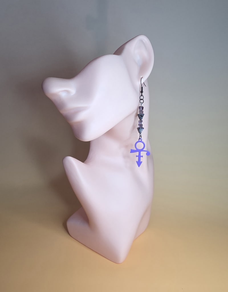 Prince Love Symbol Earrings — Purple Rain Abalone Drop