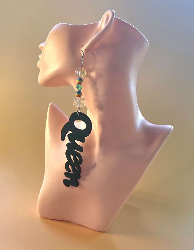 Queen Earrings — Teal Reign