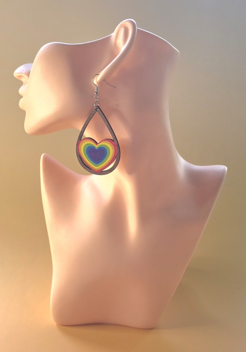 Rainbow Heart Teardrop Earrings — Every Color at Once