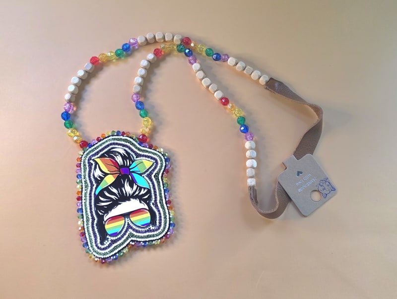 Rainbow Messy Bun Beaded Medallion Necklace — Pride & Attitude