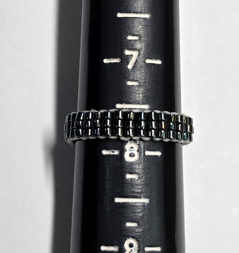 Beaded Ring — Obsidian Shimmer