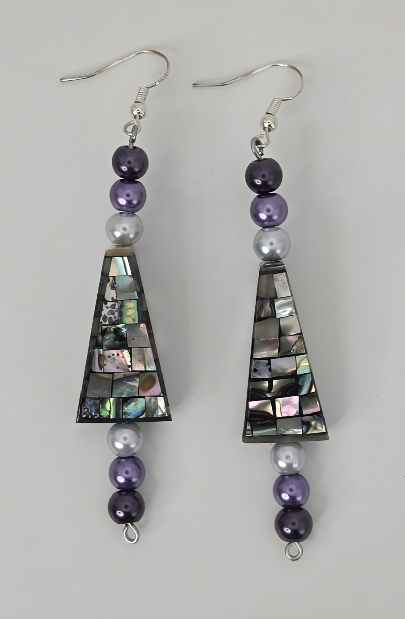Abalone Triangle Earrings — Twilight Shell