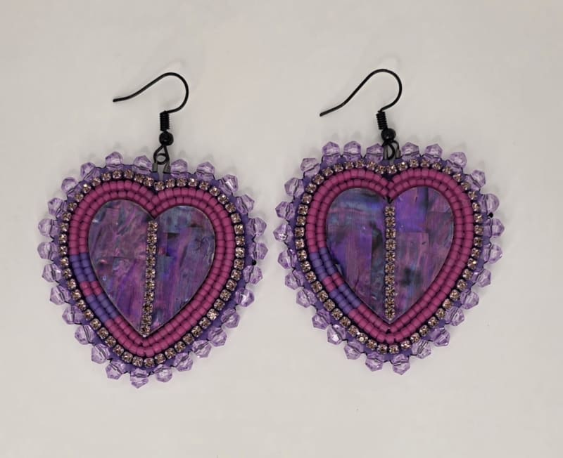 Heart Earrings — Lavender Leopard Dreams