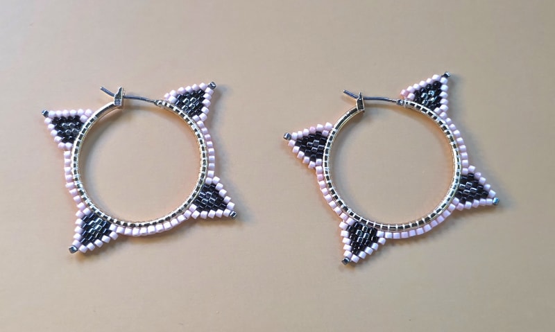 Starburst Hoops — Pink Dusk and Obsidian