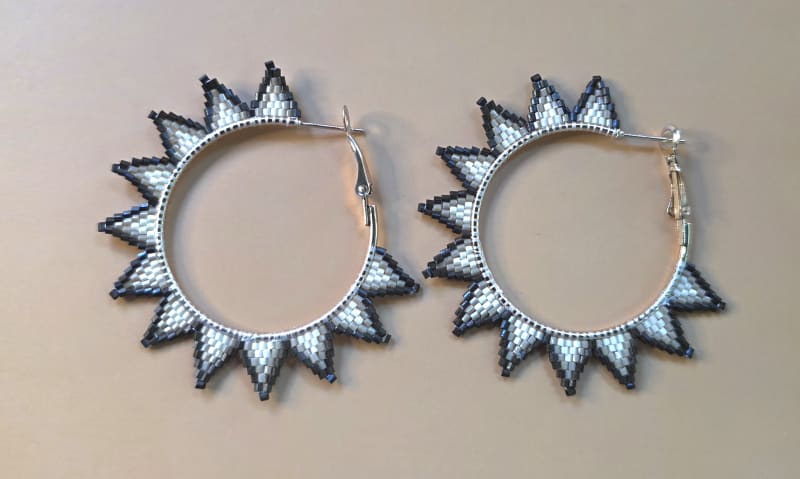 Sunburst Hoops — Silver Steel