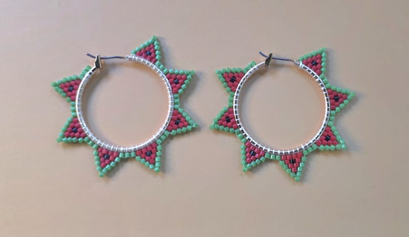Watermelon Sun Beaded Hoops — Summer in a Bite