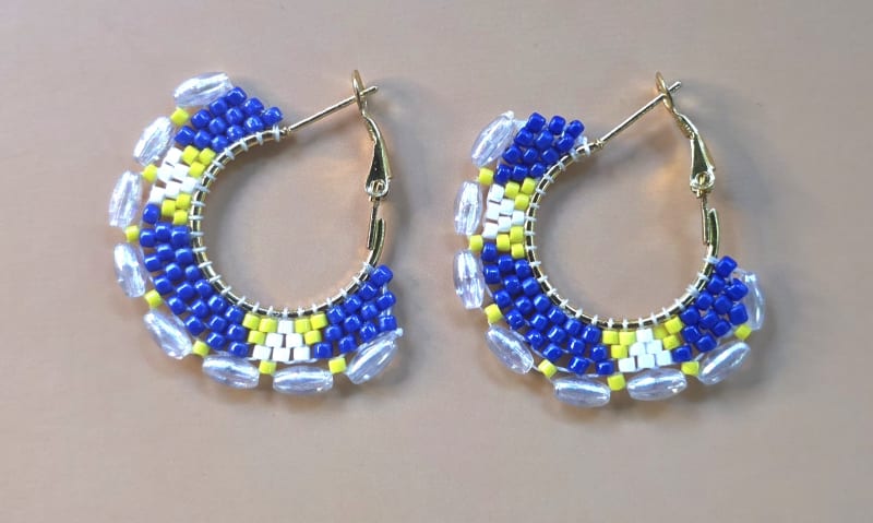 Beaded Hoop Earrings — Blue Creek Shimmer