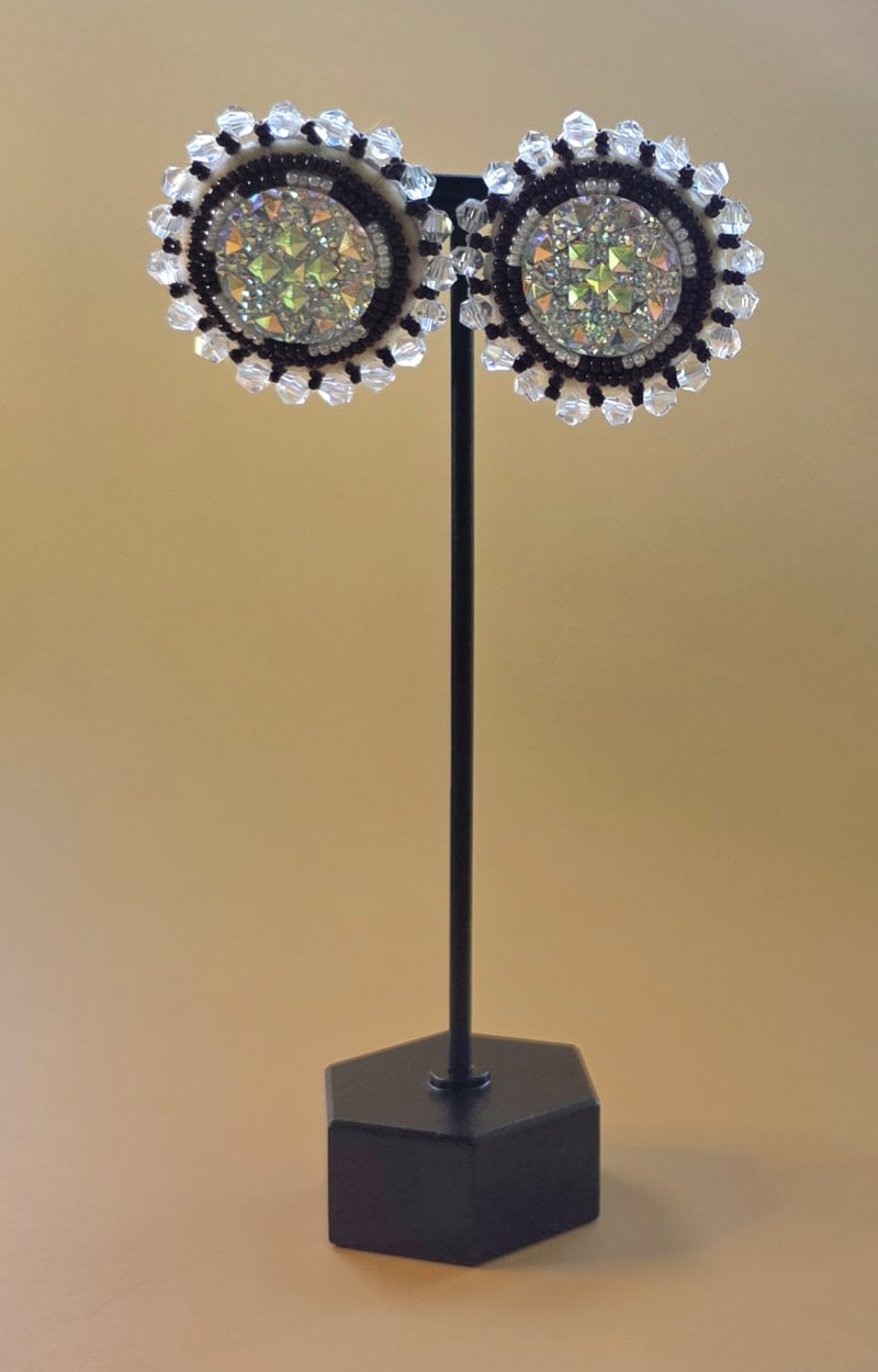 Beaded Stud Earrings — Brown Sparkles