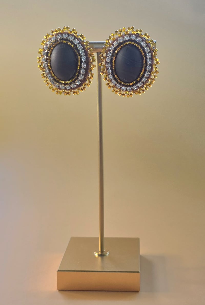 Beaded Stud Earrings — Late Evening Gold