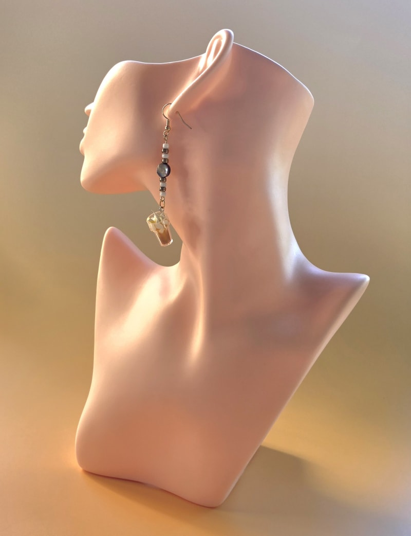 Iced Coffee Beaded Earrings — Abalone Drip