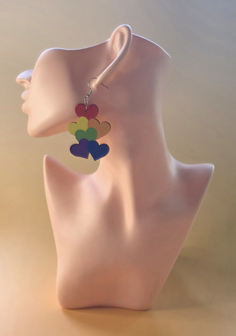 Rainbow Hearts Earrings — Every Color Falling
