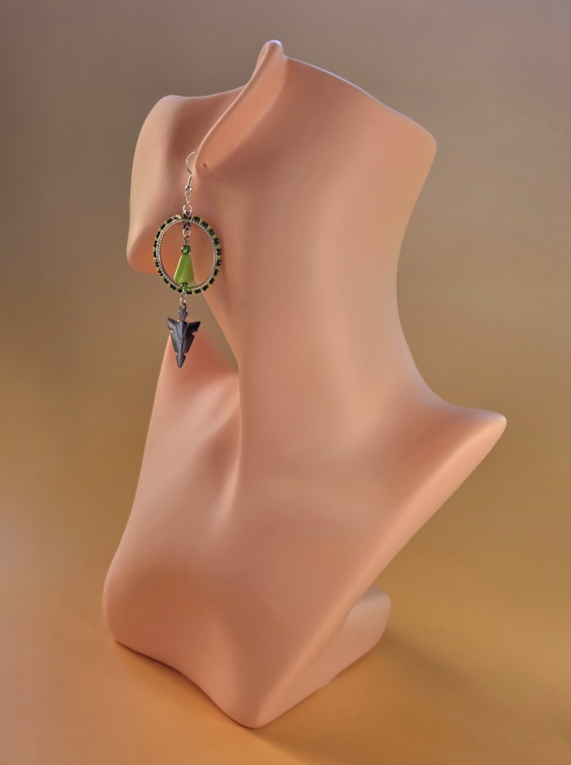 Arrowhead Hoop Earrings — Spring Green