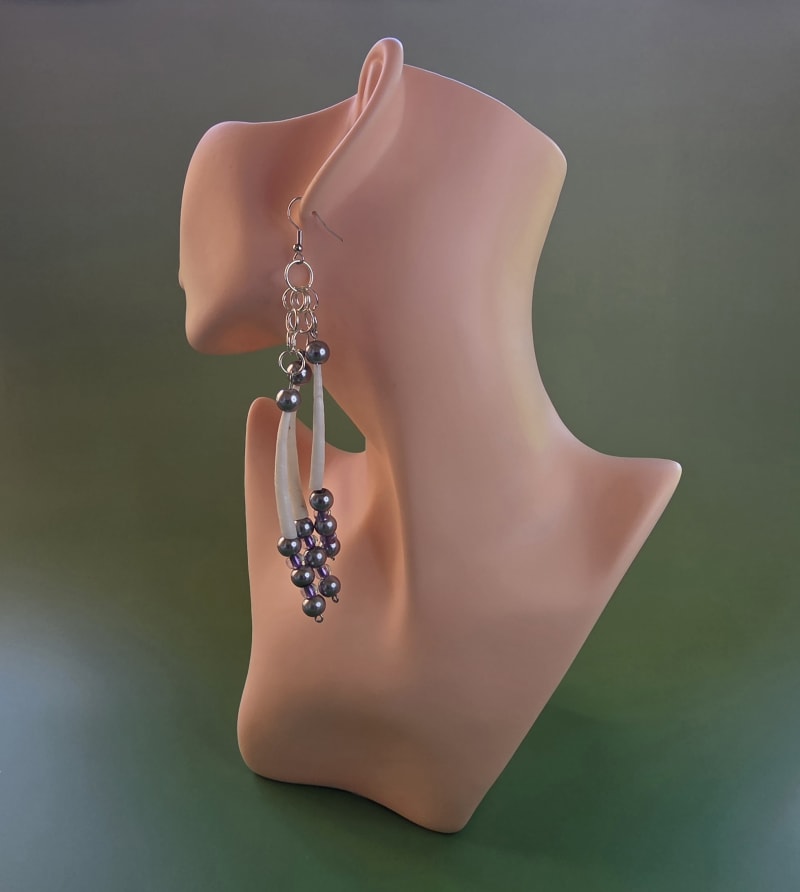 Dentalium Earrings — Silver Rain