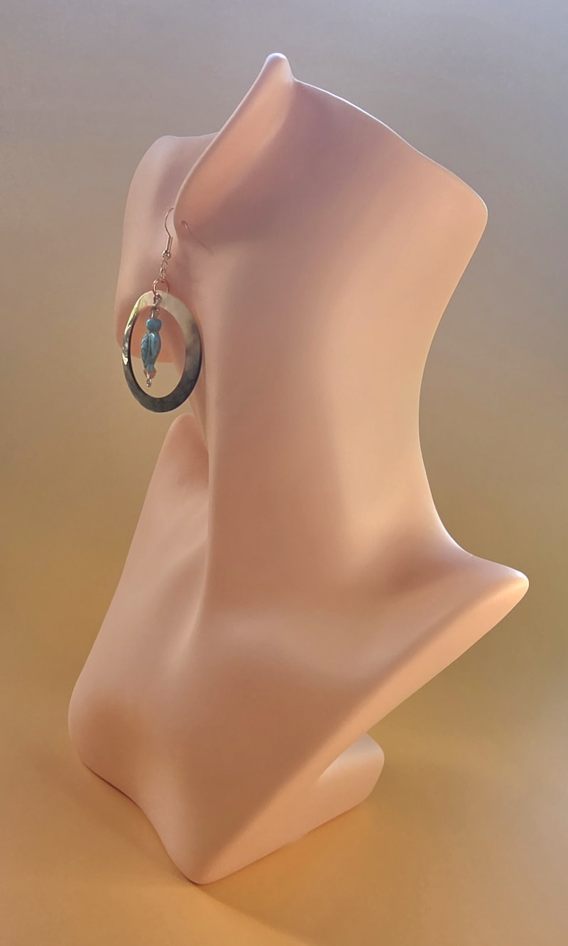 Turtle Moon Hoop Earrings — Turquoise Swimming