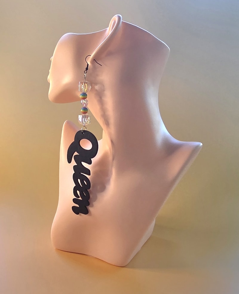 Queen Earrings — Rainbow Crystal Drop