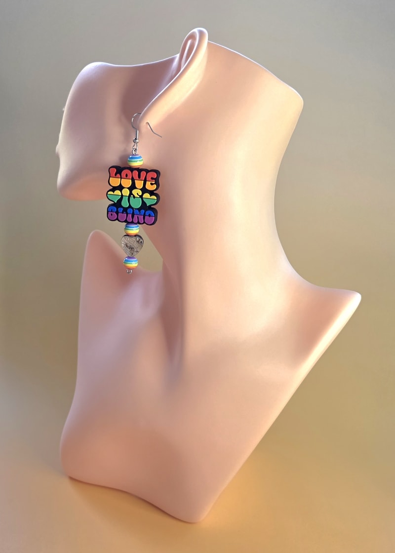 Love Is Blind Earrings — Rainbow Heart Drop