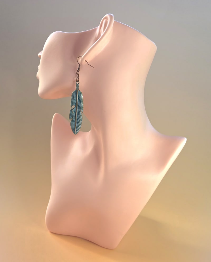 Feather Earrings — Verdigris Sky