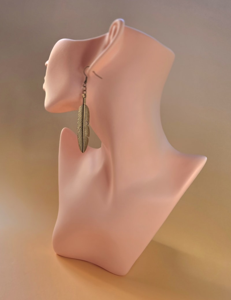 Feather Drop Earrings — Antique Bronze
