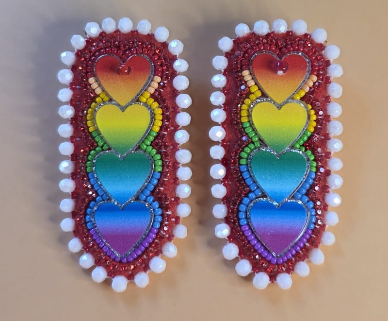 Rainbow Hearts Beaded Earrings — Full Spectrum Love