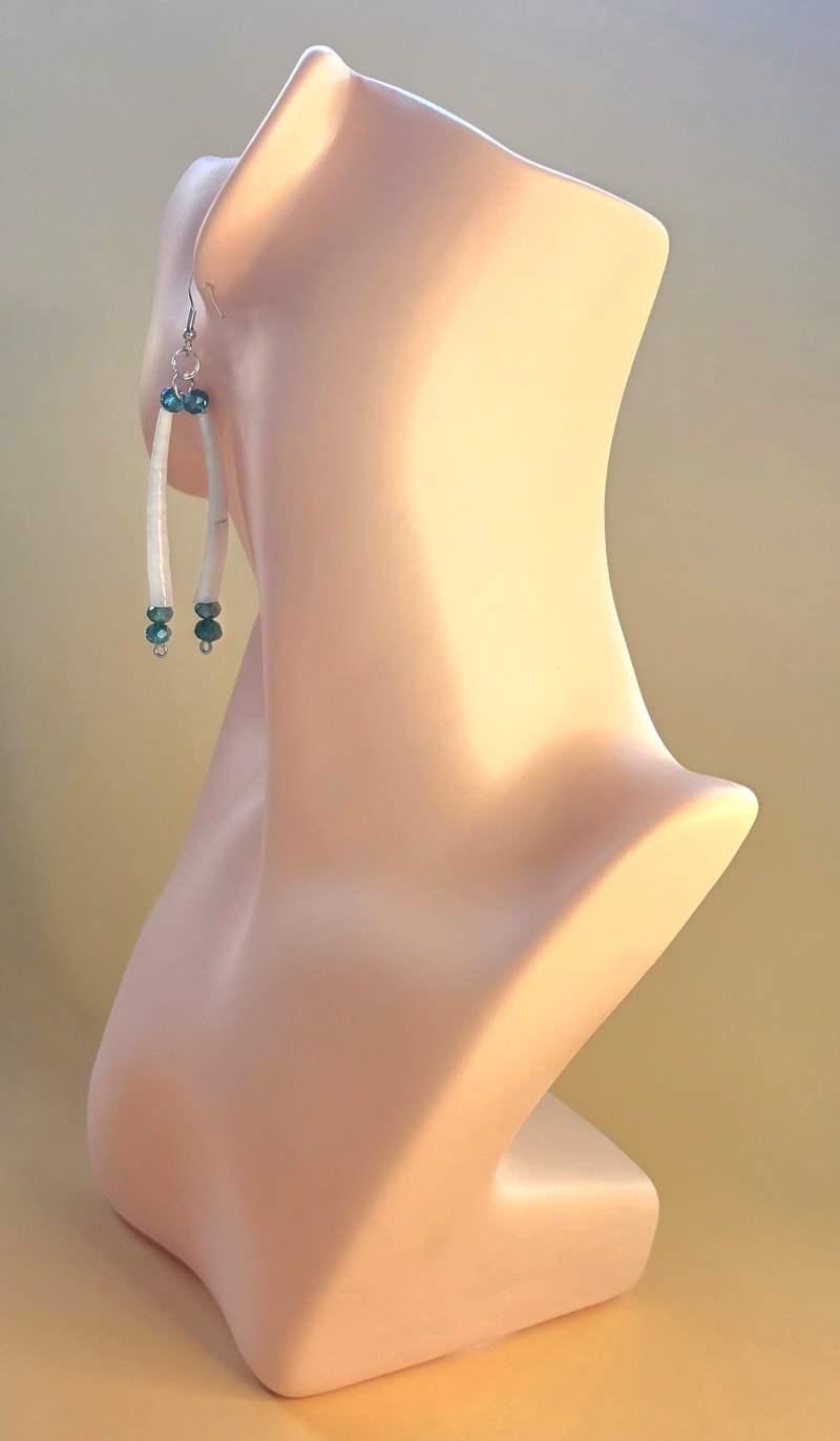 Dentalium Earrings — Deep Lake Teal