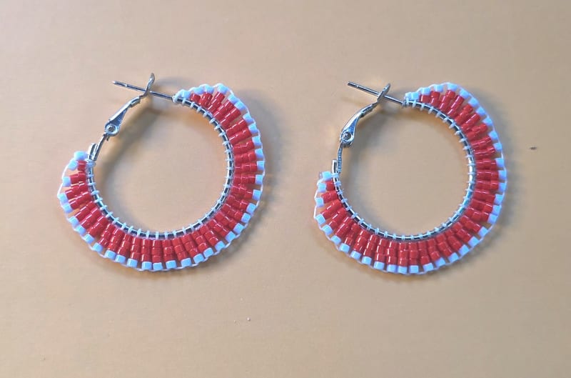 Beaded Hoop Earrings — Red Canyon
