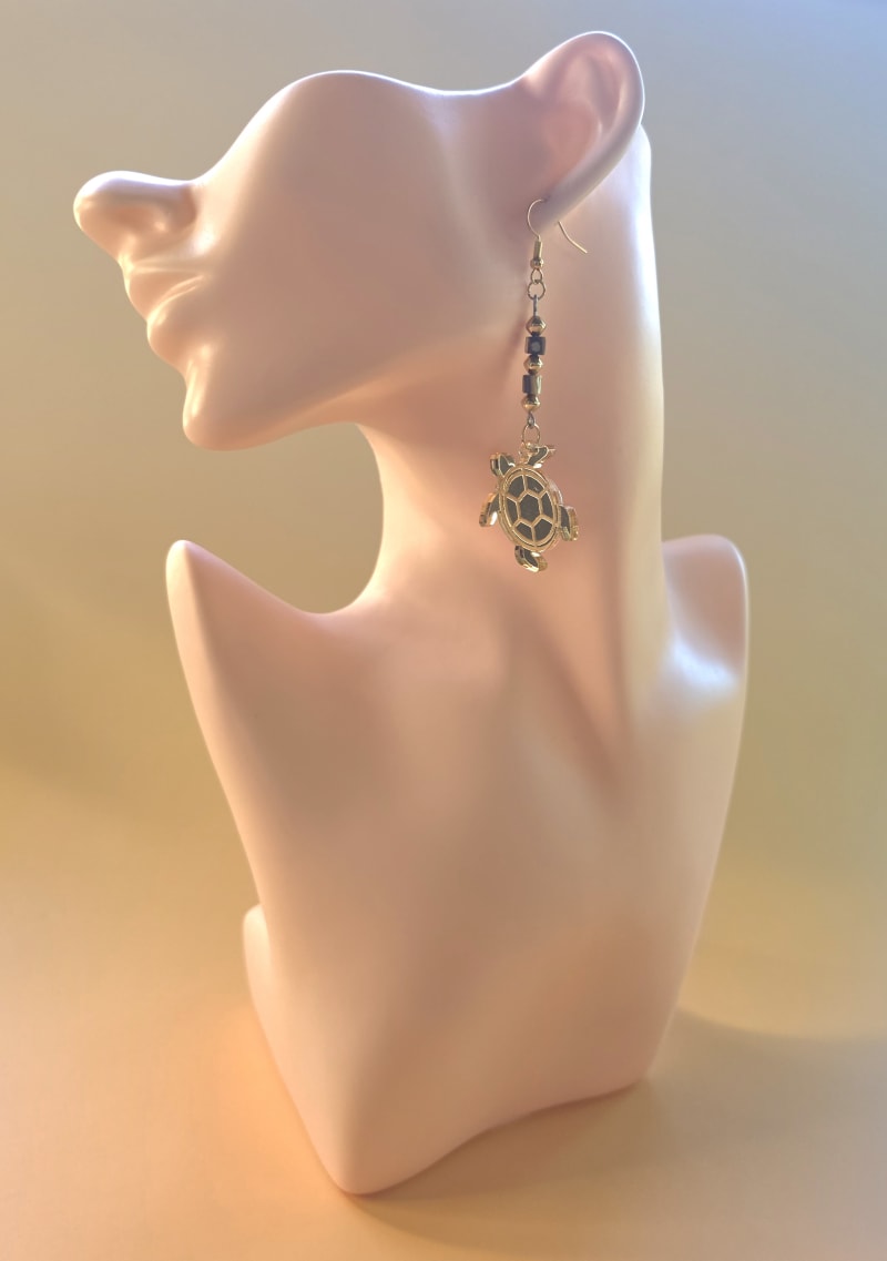 Turtle Medicine Earrings — Abalone & Gold