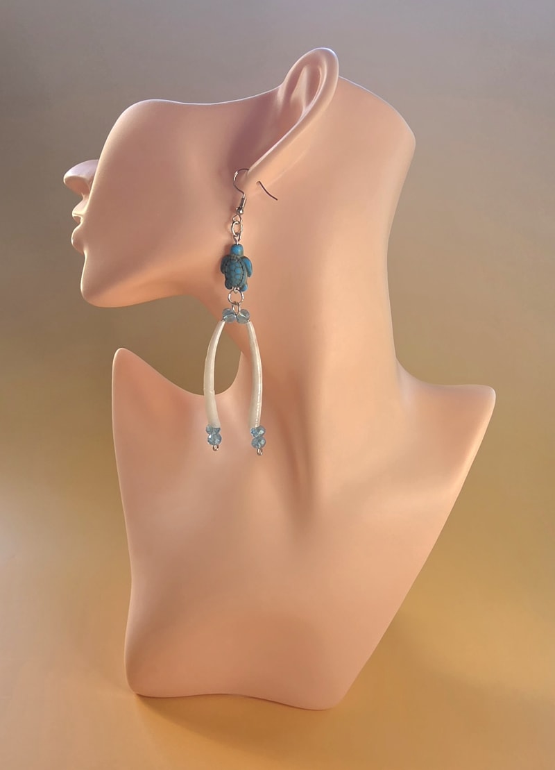 Turtle Dangle Earrings — Creek Water Blue
