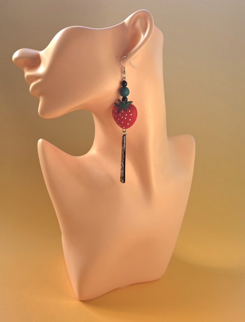 Strawberry Earrings — Abalone Drop