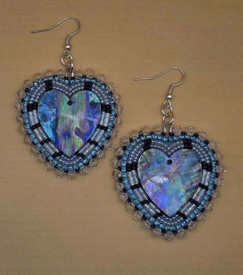 Abalone Heart Beaded Earrings — Cold Creek Shimmer