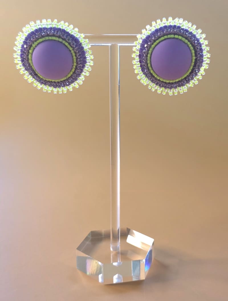 Beaded Stud Earrings — Lupine & New Grass