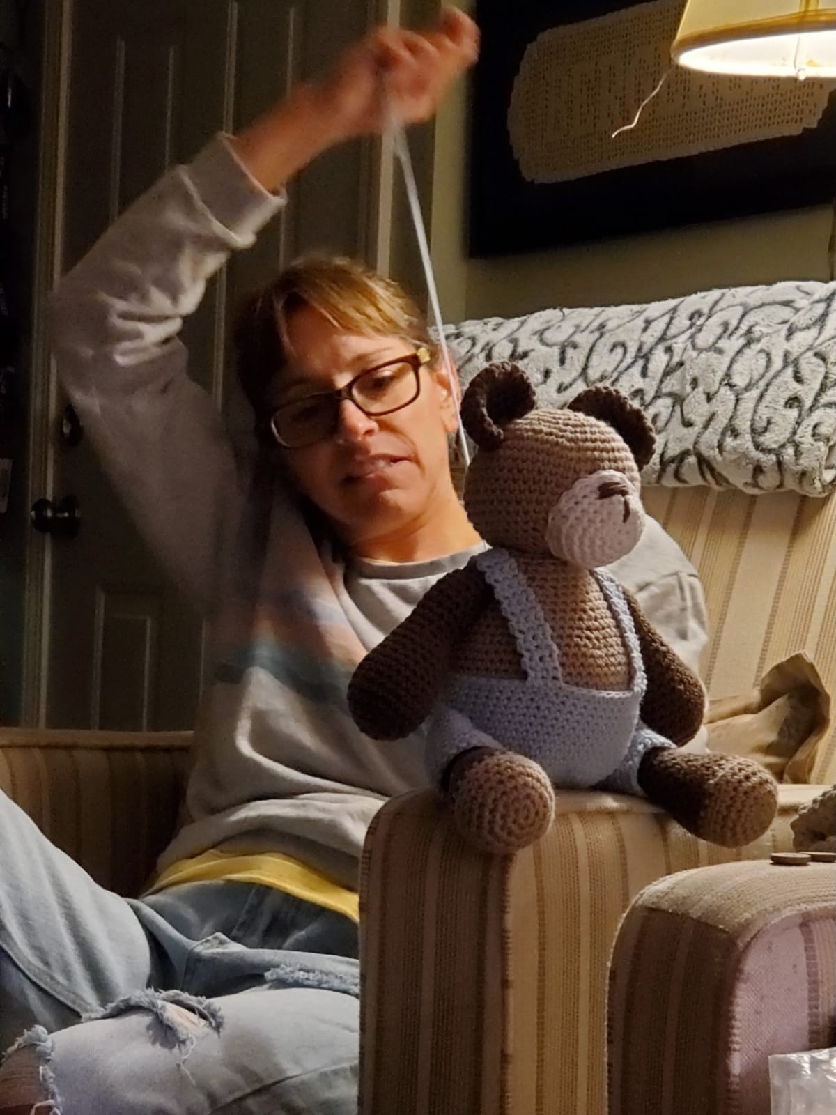 Barnaby Bear in Blue Overalls - Image 1