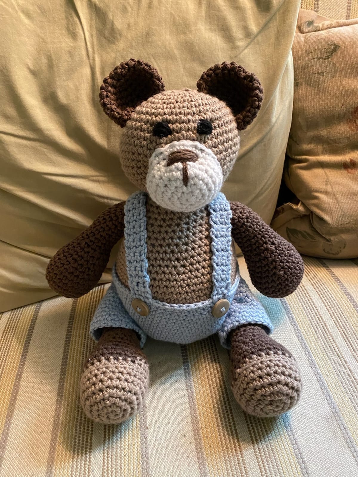 Monogram Bear in Blue Overalls - Image 1